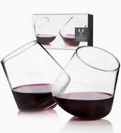 Viski Stemless Rolling Crystal Wine Glasses Set of 2